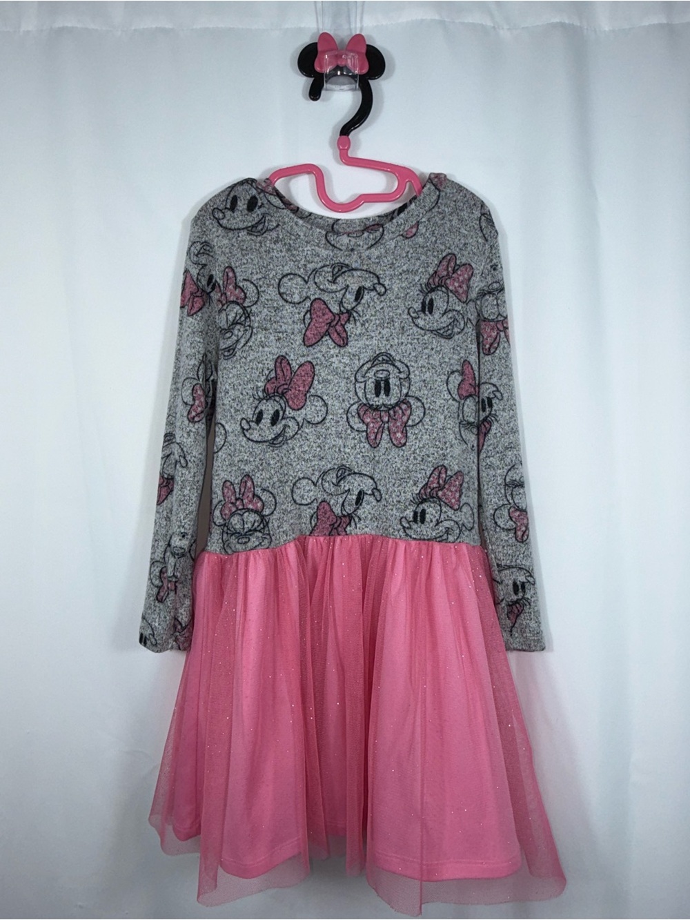 Disney Junior Girl’s 6 Minnie Mouse Long Sleeve Jersey & Sparkle Tulle Dress